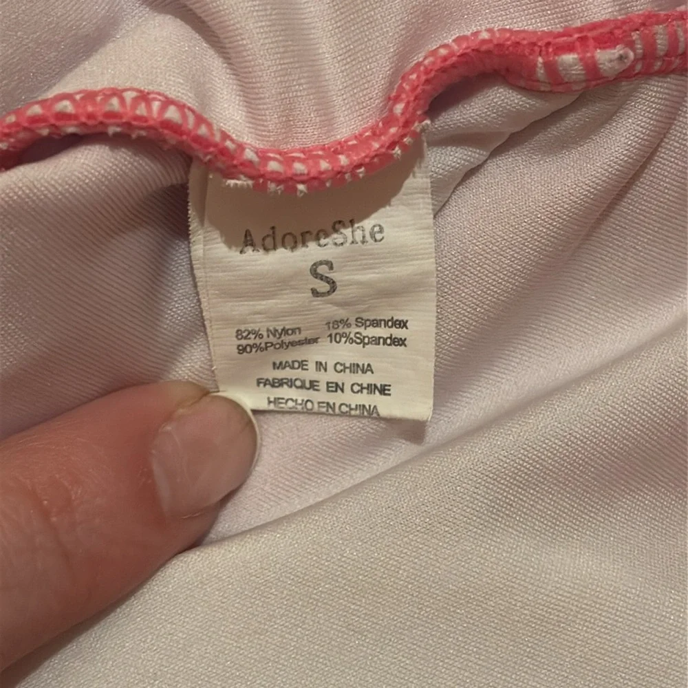 AdoreShe Pink Ruffled One Piece Swimsuit Size Small - Picture 3 of 3